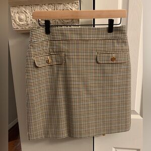 LOFT Checkered Mini Skirt with Button Accents NEW - 6